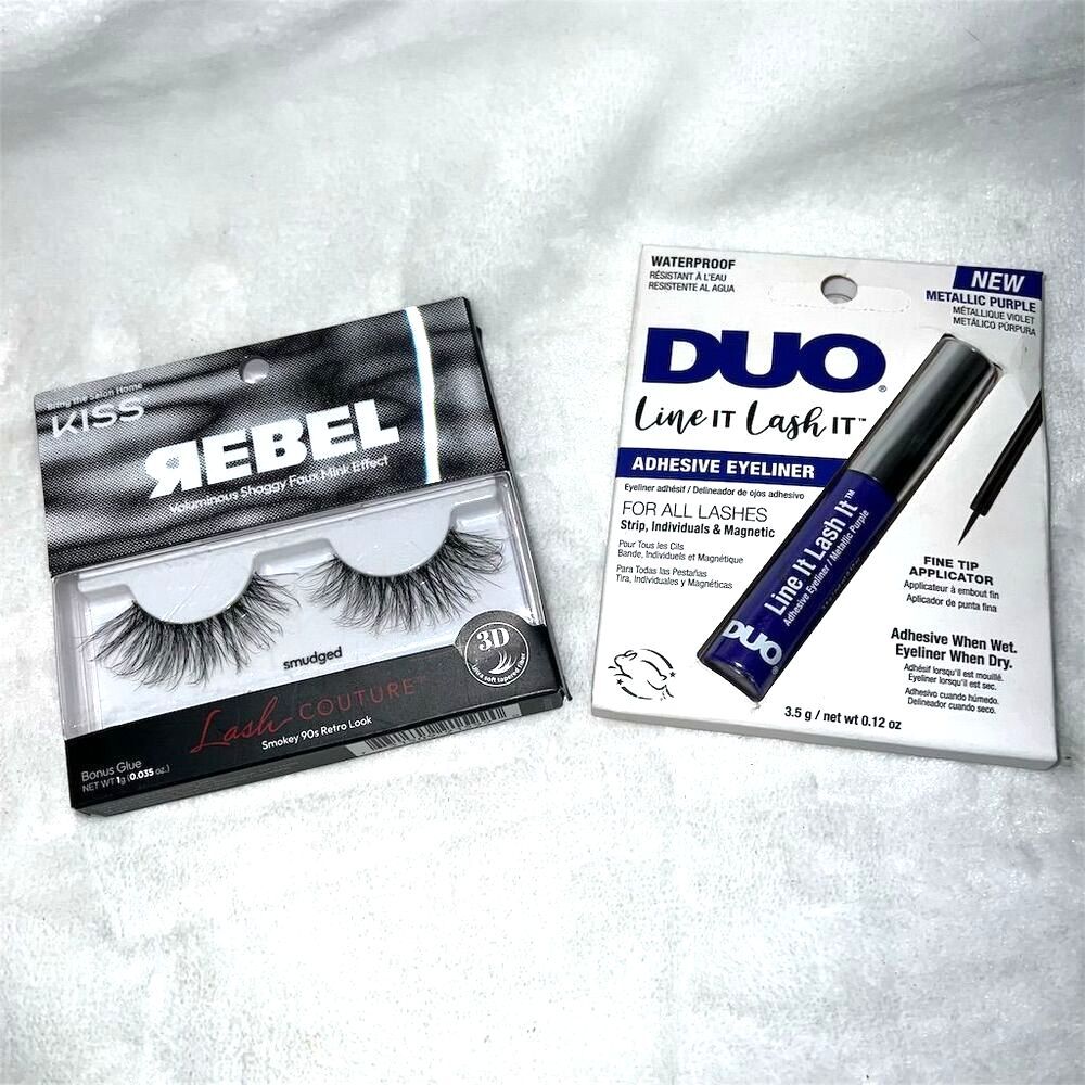 KISS Lash Couture Rebel Set & DUO Adhesive Eyeliner Purple Full Volume